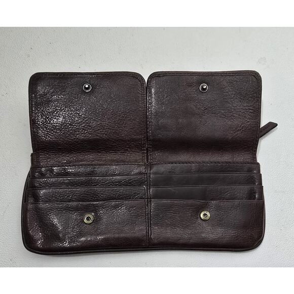 Vintage Eileen West Distressed Leather Wallet Long Brown Leather 9.5" - Picture 6 of 13